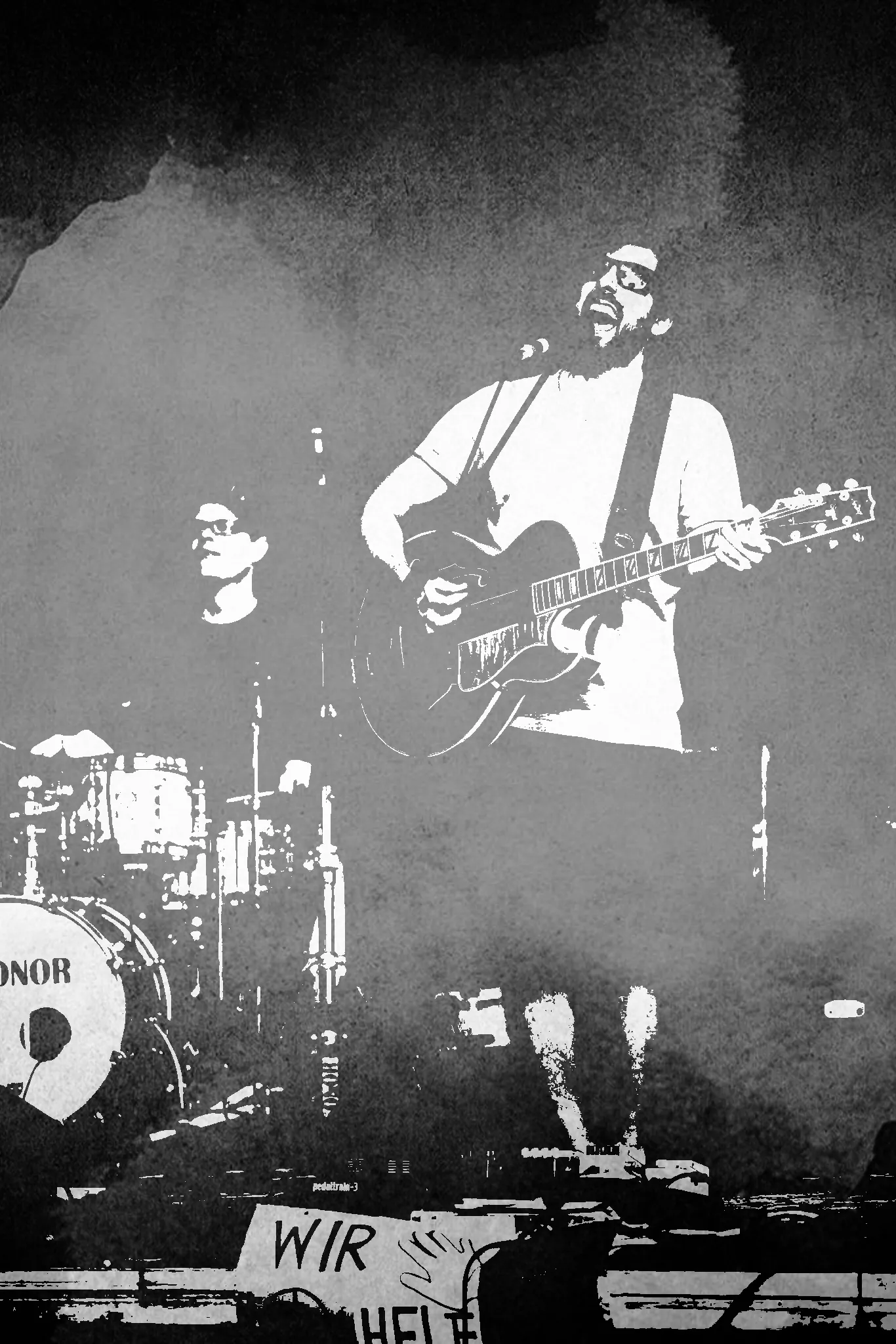 George Matters mit Gitarre und Schlagzeuger